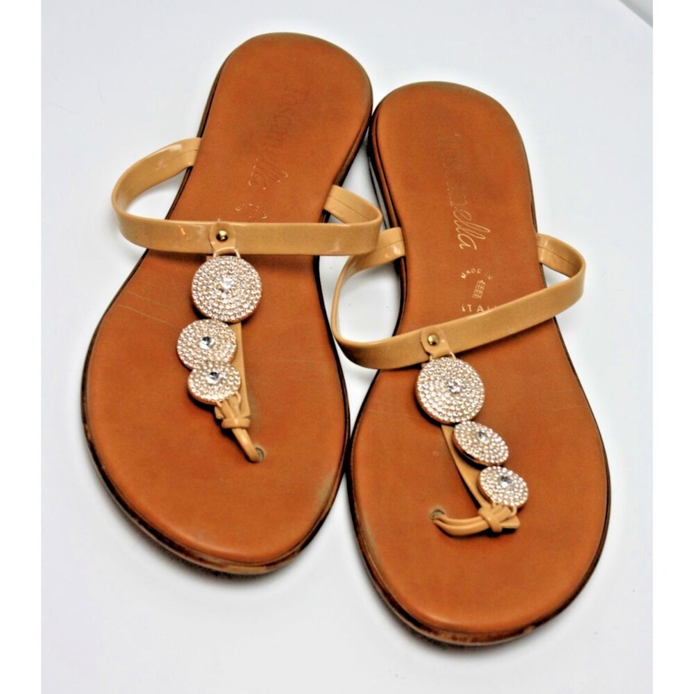 Toscanella Sandals Women sz 9.5 Made in Italy Rhinestone Embellished Thongs
